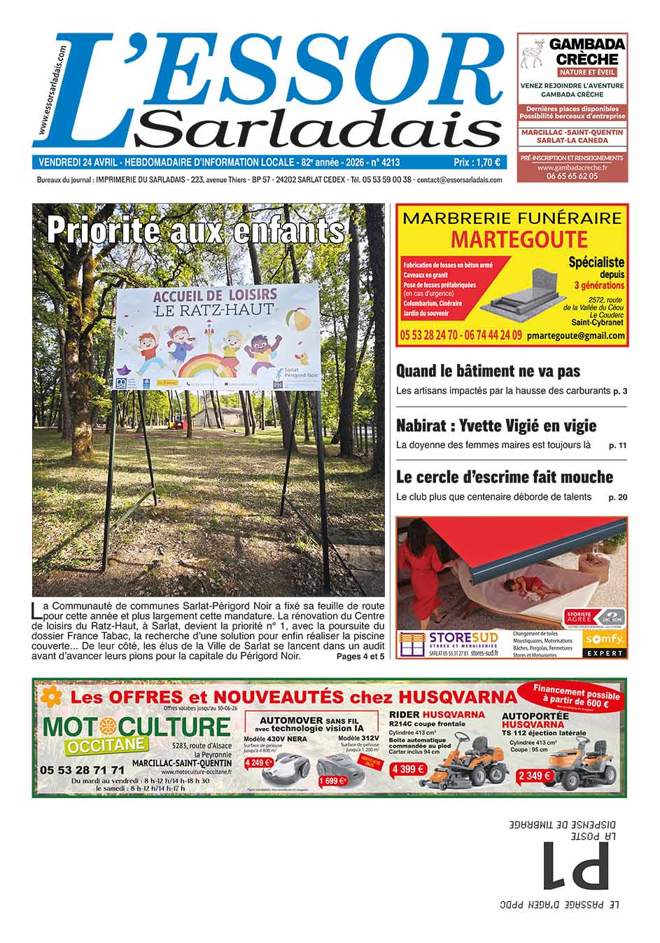 Couverture du journal en cours