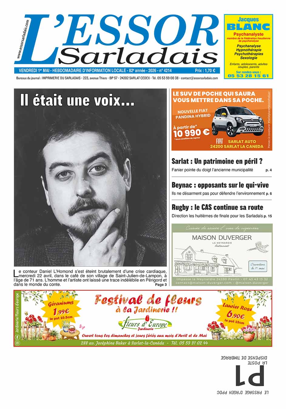 Couverture du journal en cours